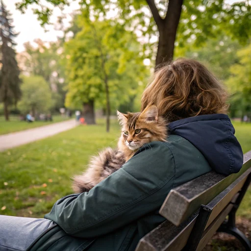 small-maine-coon-cat-cuddling-with-owner-in-park-