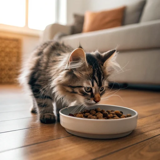 small-maine-coon-cat-eating-food-at-home